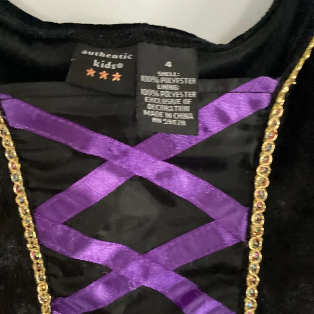 Girl Witch Costume Size 4 Black Purple Dress Halloween